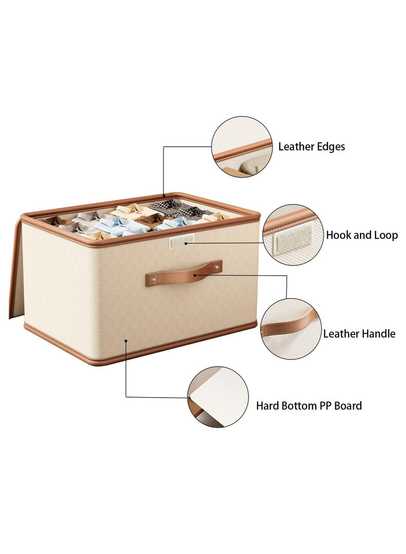 Hanayo 2 Pack Storage Bins with Lids, Collapsible Closet Organizer Container, Fabric Organizer Box with Handles, Decorative Storage Boxes with Lids for Organizing Clothes, Books, File, White - Image 5