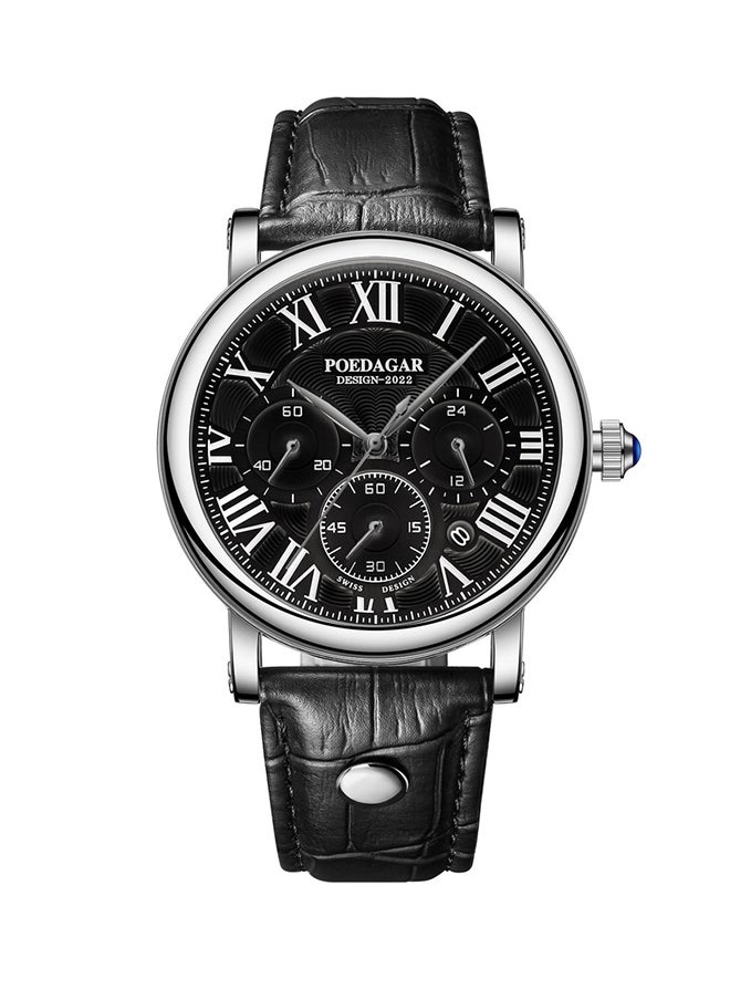 POEDAGAR Leather Luxury multi-functional watch for man - 49863 