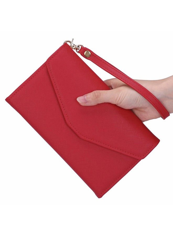 ZOPPEN حافظة جواز سفر للنساء محفظة سفر (الإصدار 5) للنساء مع غطاء جواز سفر مانع RFID منظم مستندات مع حزام معصم، #21 أحمر داكن الإصدار 5، مقاس واحد - Image 5