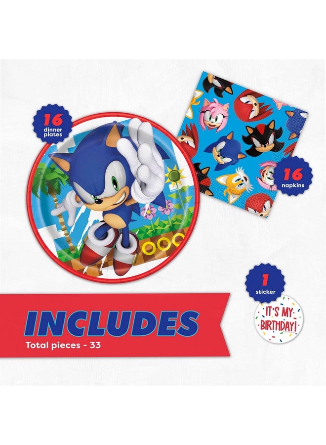 Unique Unique Sonic Plates and Napkins for 16 | Sonic Birthday Party Decorations | Sonic Party Decorations | Officially Licensed  - Image 2
