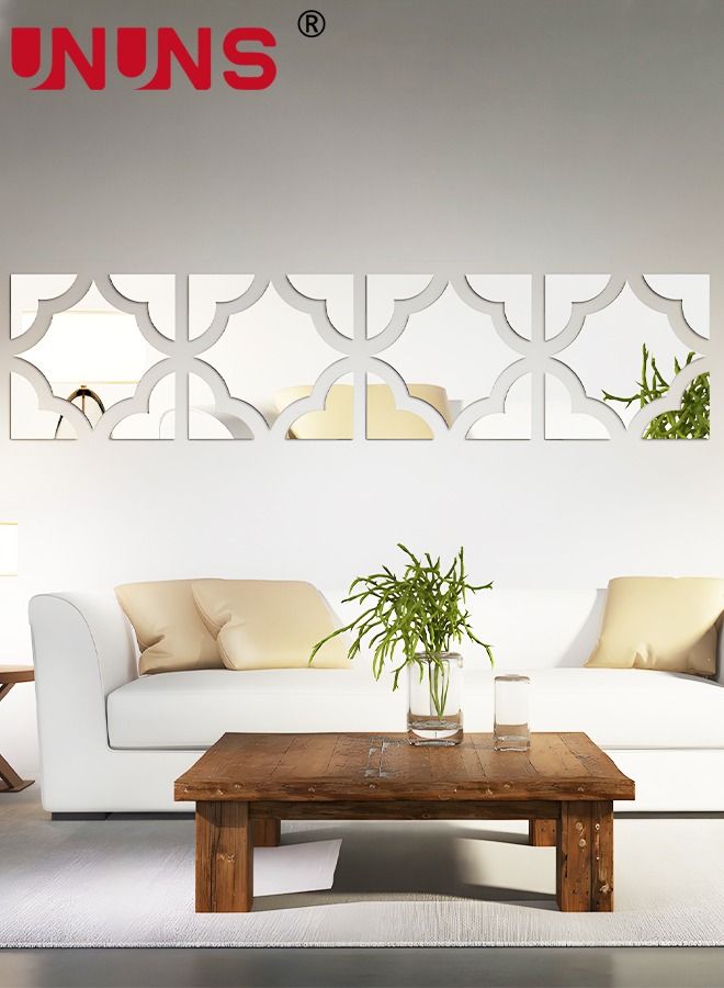 UNUNS Acrylic Mirror Wall Sticker,20cm x 8Pcs Geometric Shaped Mirror Stickers,3D Adhesive Wall Decal DIY Mirror Stickers For Living Room Bedroom Home Art Background Decor - Image 1