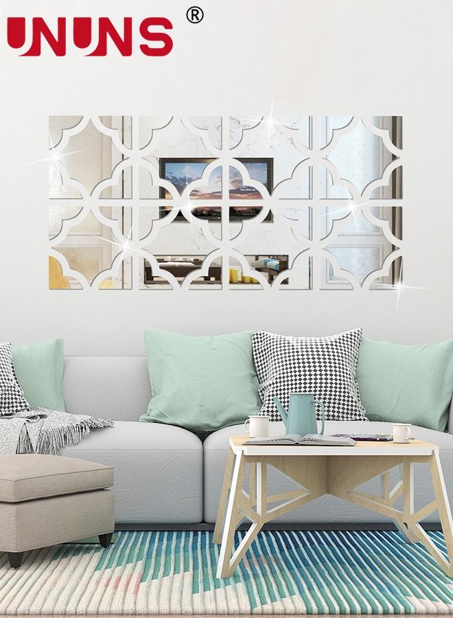 UNUNS Acrylic Mirror Wall Sticker,20cm x 8Pcs Geometric Shaped Mirror Stickers,3D Adhesive Wall Decal DIY Mirror Stickers For Living Room Bedroom Home Art Background Decor - Image 2