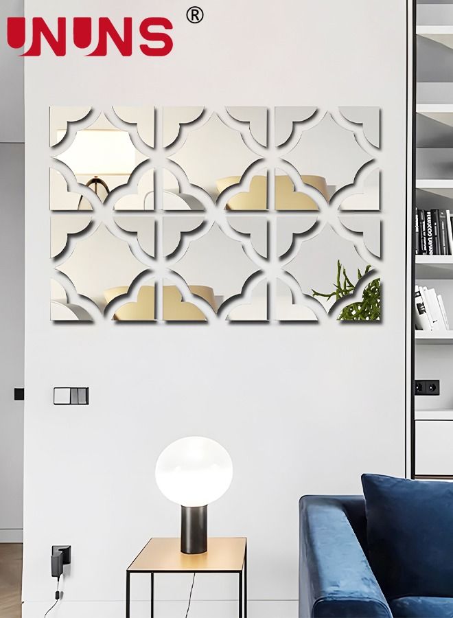 UNUNS Acrylic Mirror Wall Sticker,20cm x 8Pcs Geometric Shaped Mirror Stickers,3D Adhesive Wall Decal DIY Mirror Stickers For Living Room Bedroom Home Art Background Decor - Image 3