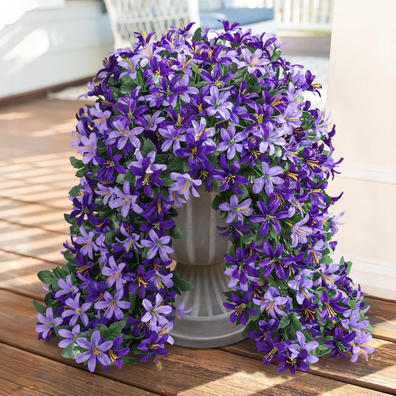 Ivydale Artificial Lily Flowers for Outdoors Fake Hanging Flower Vines for Outside Decoration, UV Resistant 2PCS Faux Plants for Patio Porch Balcony Garden Yard, Purple & Light Purple - Image 4