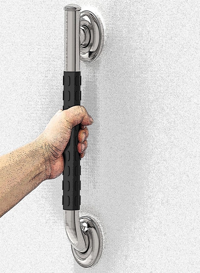 AmeriLuck Bath Safety Grab Bar, Asymmetrical Design with Anti-Slip Soft Grip, Stainless Steel ADA Compliant 500lbs Support (Brushed Nickel, 12in) - Image 4