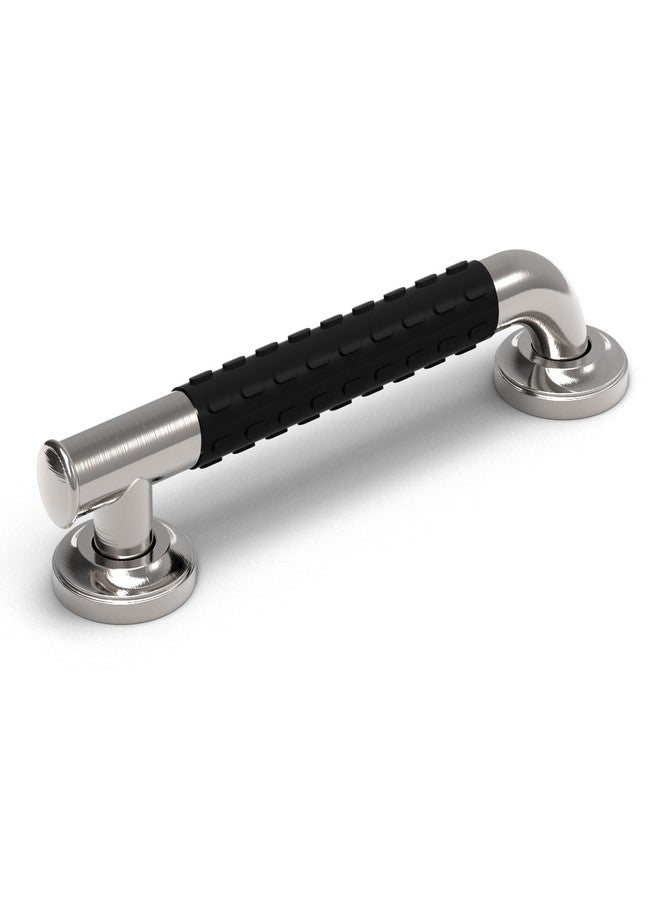 AmeriLuck Bath Safety Grab Bar, Asymmetrical Design with Anti-Slip Soft Grip, Stainless Steel ADA Compliant 500lbs Support (Brushed Nickel, 12in) - Image 1