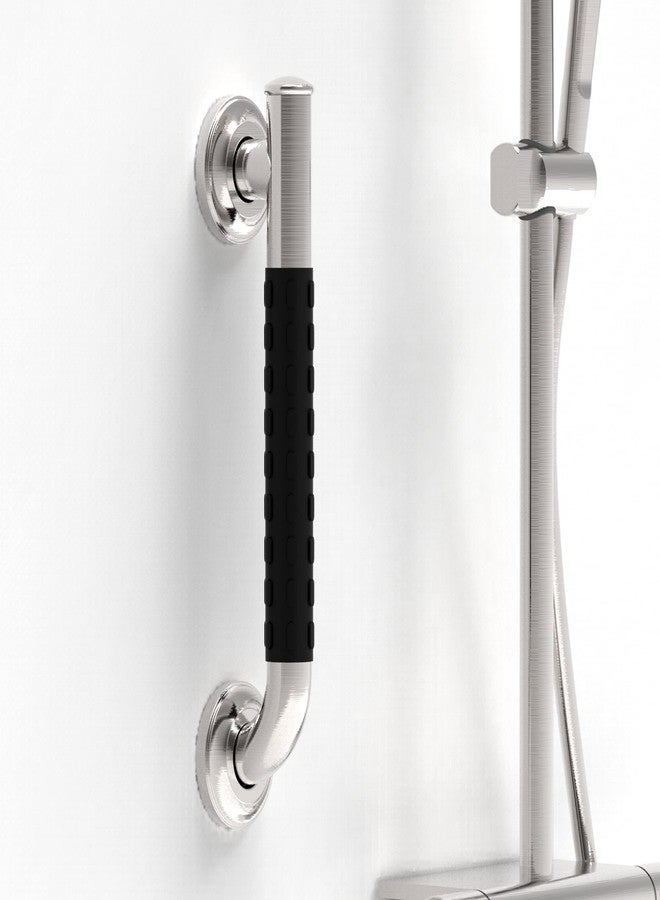 AmeriLuck Bath Safety Grab Bar, Asymmetrical Design with Anti-Slip Soft Grip, Stainless Steel ADA Compliant 500lbs Support (Brushed Nickel, 12in) - Image 2