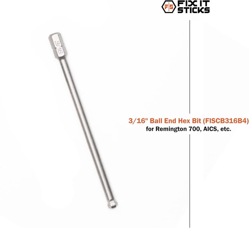 Fix It Sticks Extended Action Hex Bit - 0.1875"x4" Long Gunsmith Screwdriver Bits for Rifle Maintenance & General Use, Compatible w/Standard 1/4" Drivers & Tools - Image 3