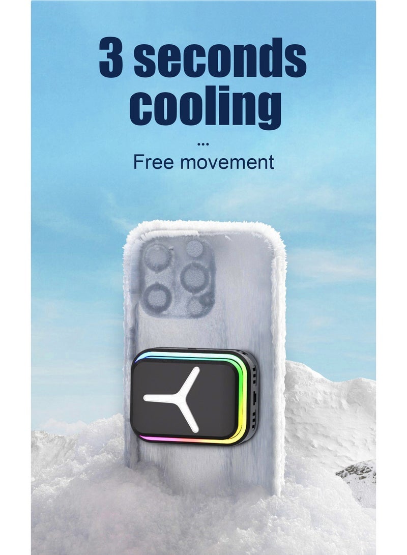 general Magnetic Mobile Cooler，Mobile Phone Cooler Fan，USB Cooling Fan for Phone, Temp Smart Control, RGB Light，Universal Semiconductor Radiator Game Pad Holder Stand - Image 4