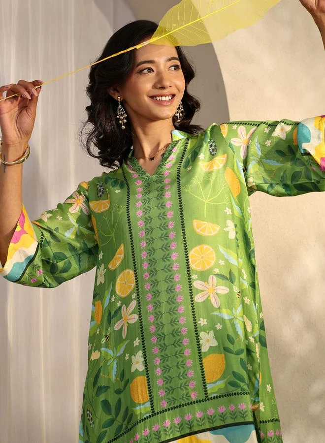 Libas Green Printed Muslin Co-Ords Set