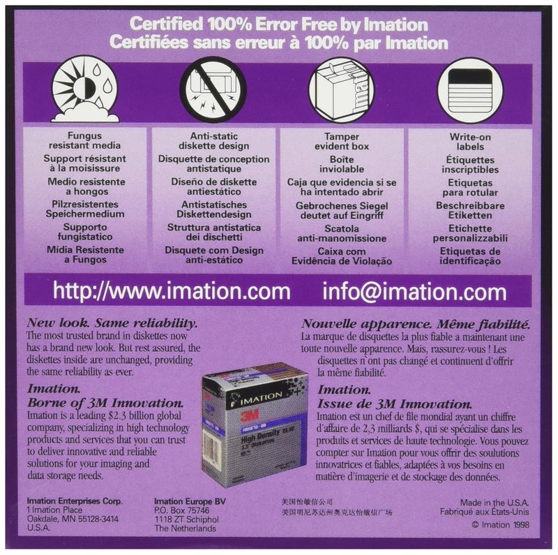 imation أقراص مرنة 3.5 بوصة، بتنسيق IBM، DS/HD، 10/علبة - Image 2