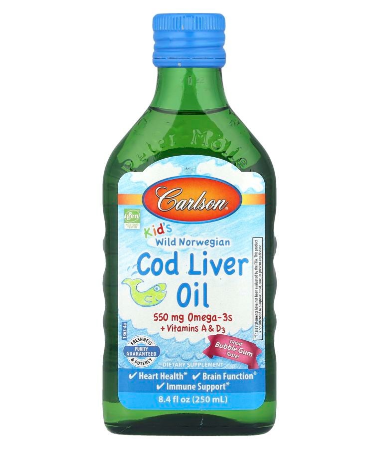 Kid's Wild Norwegian Cod Liver Oil + Vitamins A & D3 Bubble Gum 8.4 fl oz (250 ml)