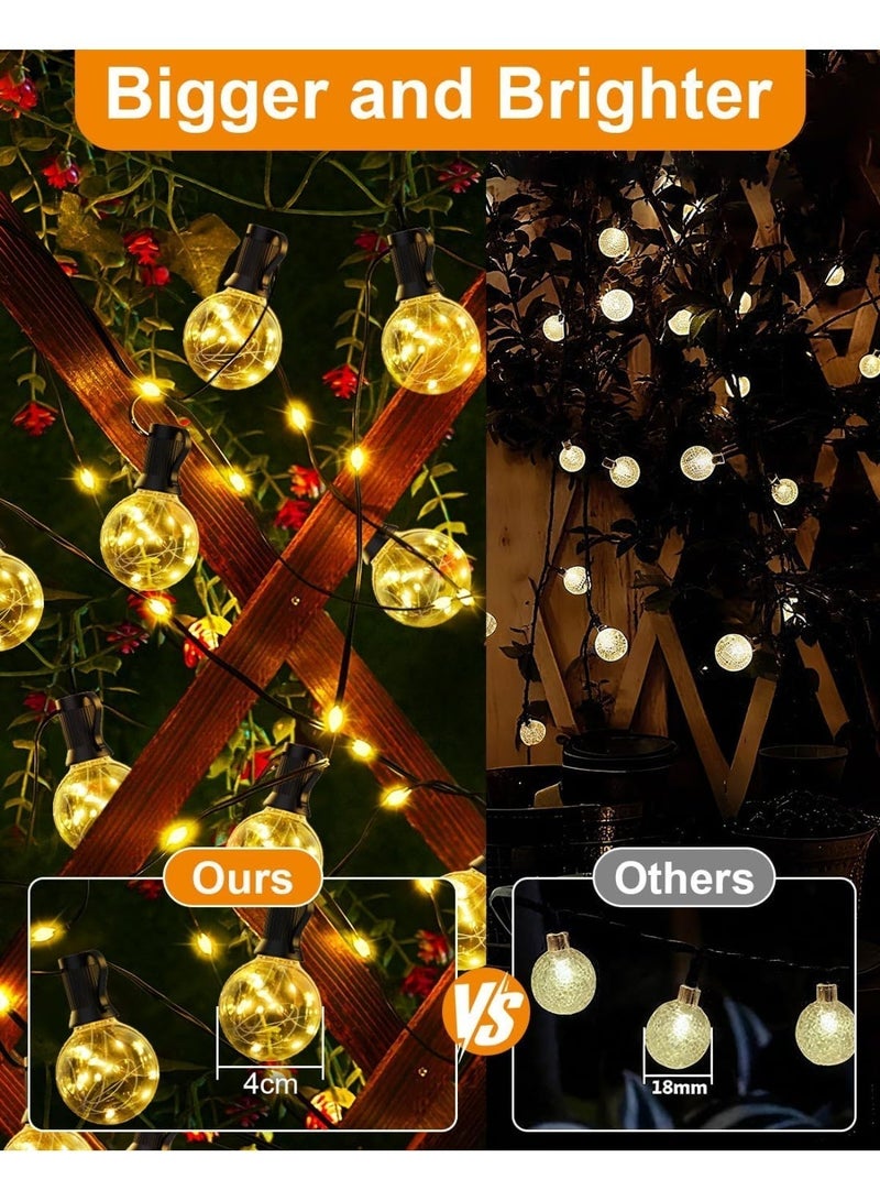 Solar String Lights S14 20m with 30 Vintage LED Bulbs – Warm White, Shatterproof, Weatherproof Outdoor Lighting for Patio, Garden & Backyard - Image 2