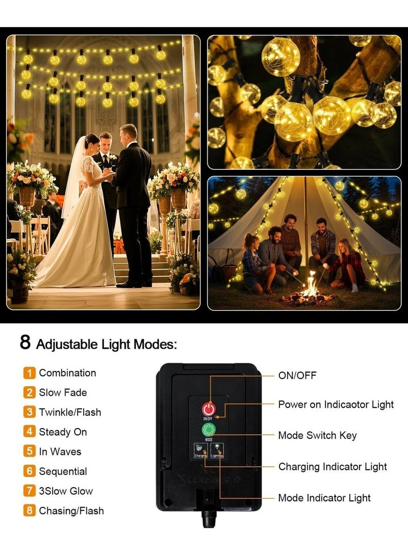 Solar String Lights S14 20m with 30 Vintage LED Bulbs – Warm White, Shatterproof, Weatherproof Outdoor Lighting for Patio, Garden & Backyard - Image 4