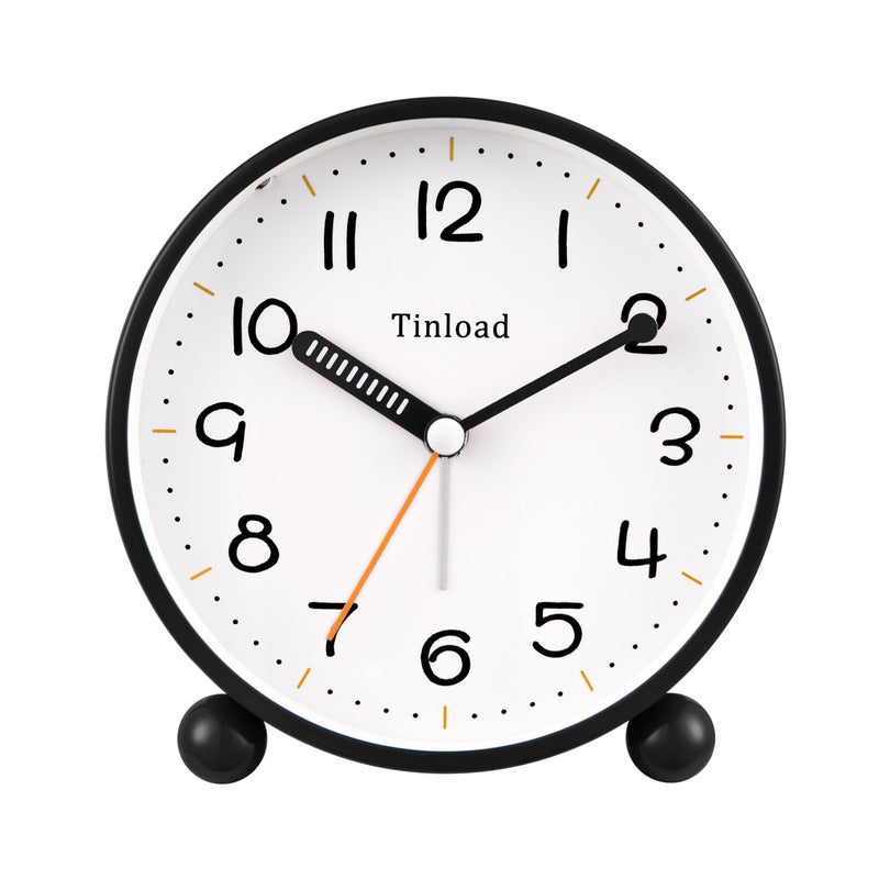 Tinload 4.5" Antique Retro Analog Alarm Clock, Small Silent Battery Operated Clock with Manual Light, Snooze, Vintage Decor for Bedroom, Living Room, Office, Bedside,Deskï¼ˆBlackï¼‰ - Image 1
