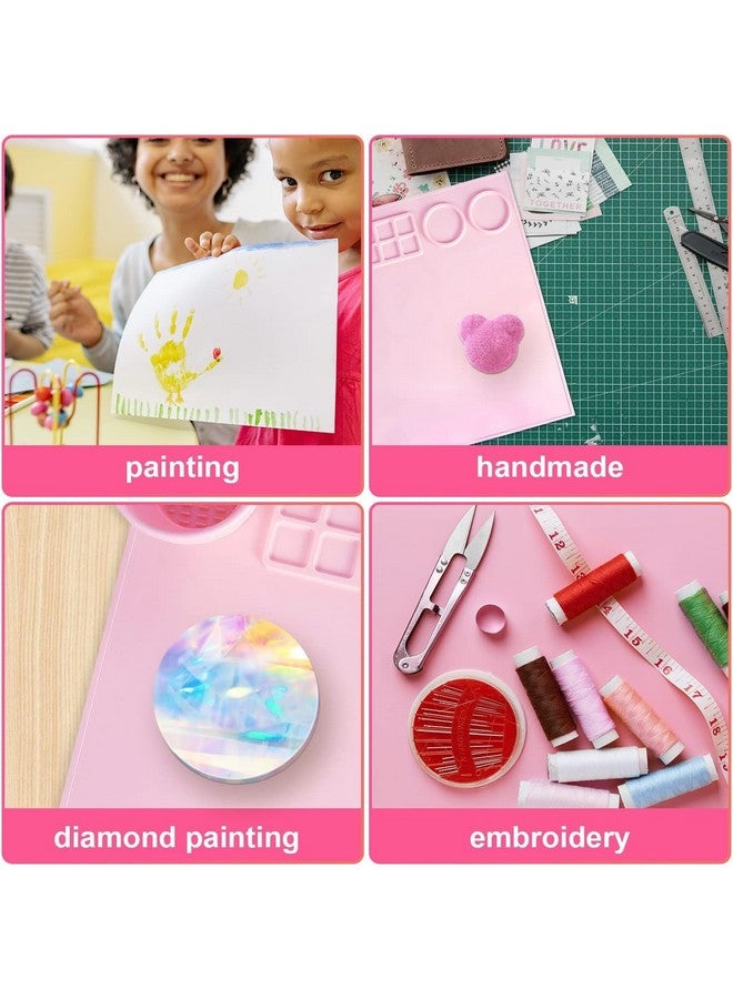 oddpod oddpod™ Silicone Painting Mat for Arts & Crafts, 17 x 15 Non-Stick Multipurpose Table Silicon Sheet with 12 Palette grids, 2 Large reservoirs & Cleaning Cup for Painting, Clay and Play Doh - Peach  - Image 5