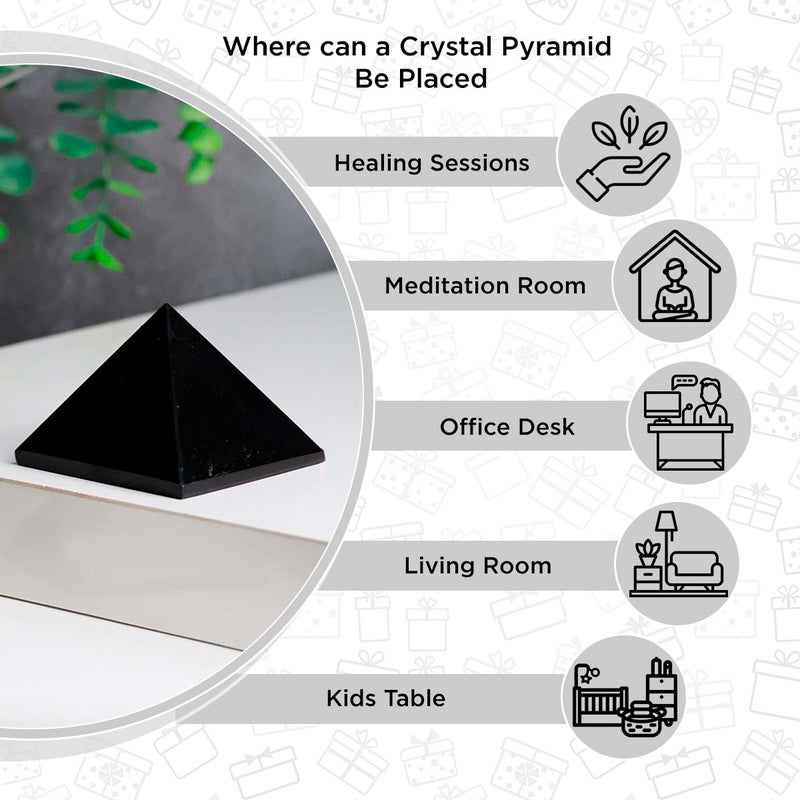 Shubhanjali Shubhanjali Feng Shui Black Tourmaline Crystal Pyramid for Meditation 200250 Gm Original Tourmaline Stone Pyramid for Yoga Focus Chakra Balancing  - Image 2