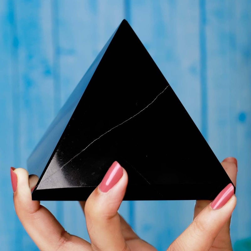 Shubhanjali Shubhanjali Feng Shui Black Tourmaline Crystal Pyramid for Meditation 200250 Gm Original Tourmaline Stone Pyramid for Yoga Focus Chakra Balancing  - Image 3