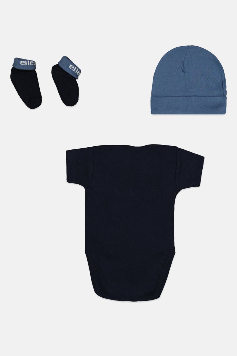 Ellesse Toddlers Boy 3 Pcs Bodysuits, Hat And Socks Sets, Navy Blue - Image 2