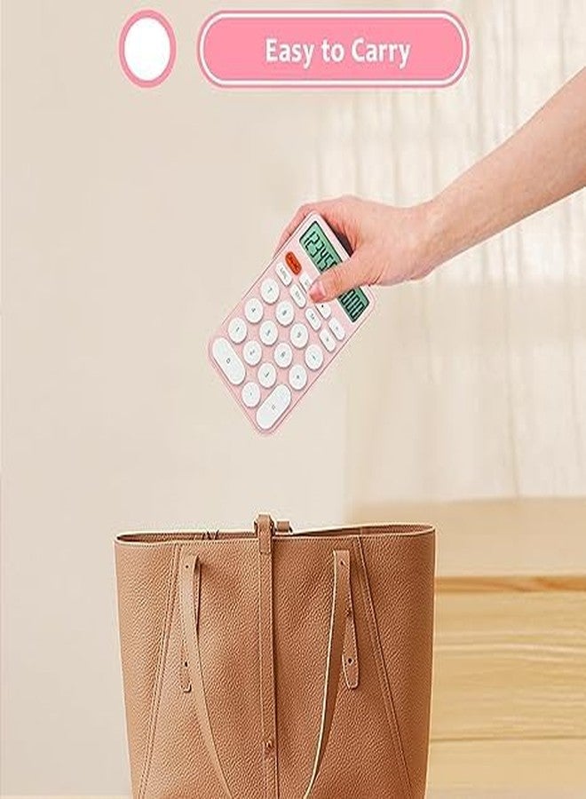 GTS Cute Mini Calculator with Large LCD Display, 12-Digit Buttons, Automatic Sleep Mode – Office Accessories, Study Material & Stationery Items for Calculations in School, College, Office, Home - Pink - Image 4