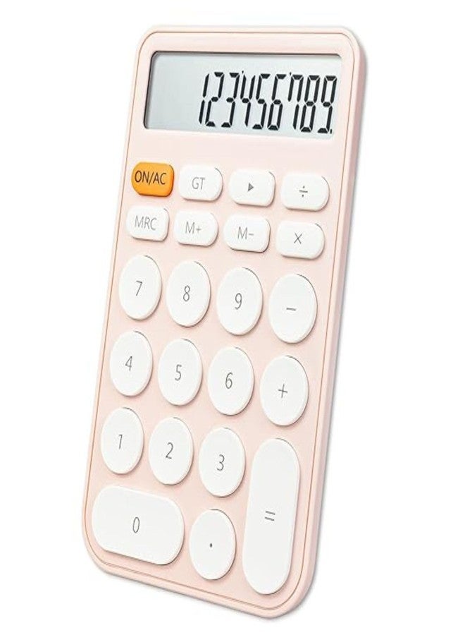 GTS Cute Mini Calculator with Large LCD Display, 12-Digit Buttons, Automatic Sleep Mode – Office Accessories, Study Material & Stationery Items for Calculations in School, College, Office, Home - Pink - Image 1