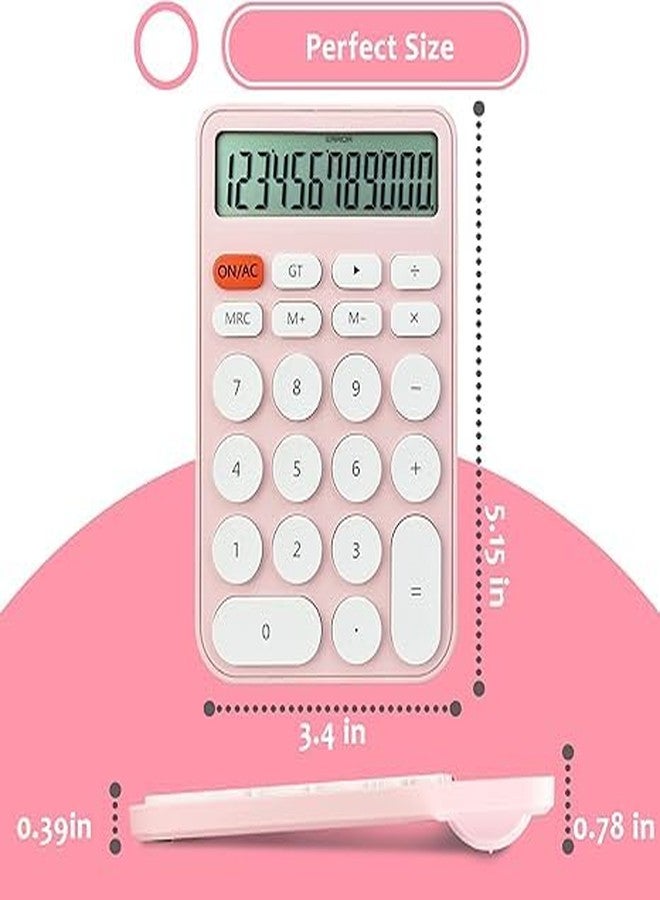GTS Cute Mini Calculator with Large LCD Display, 12-Digit Buttons, Automatic Sleep Mode – Office Accessories, Study Material & Stationery Items for Calculations in School, College, Office, Home - Pink - Image 3