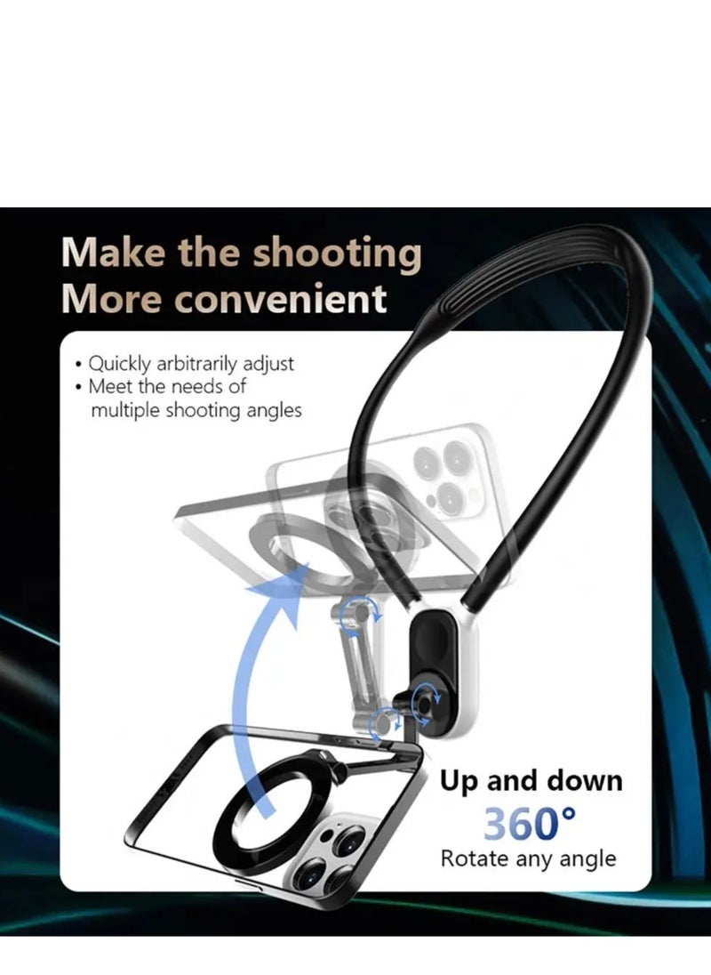 Generic - Magnetic Neck & Chest Mount for Smartphones | Hands-Free POV Vlogging Holder | MagSafe-Compatible Stand for iPhone 15/14/13/12 & Android – Ideal for Content Creators, Live Streaming & Selfies (Black) - Image 1
