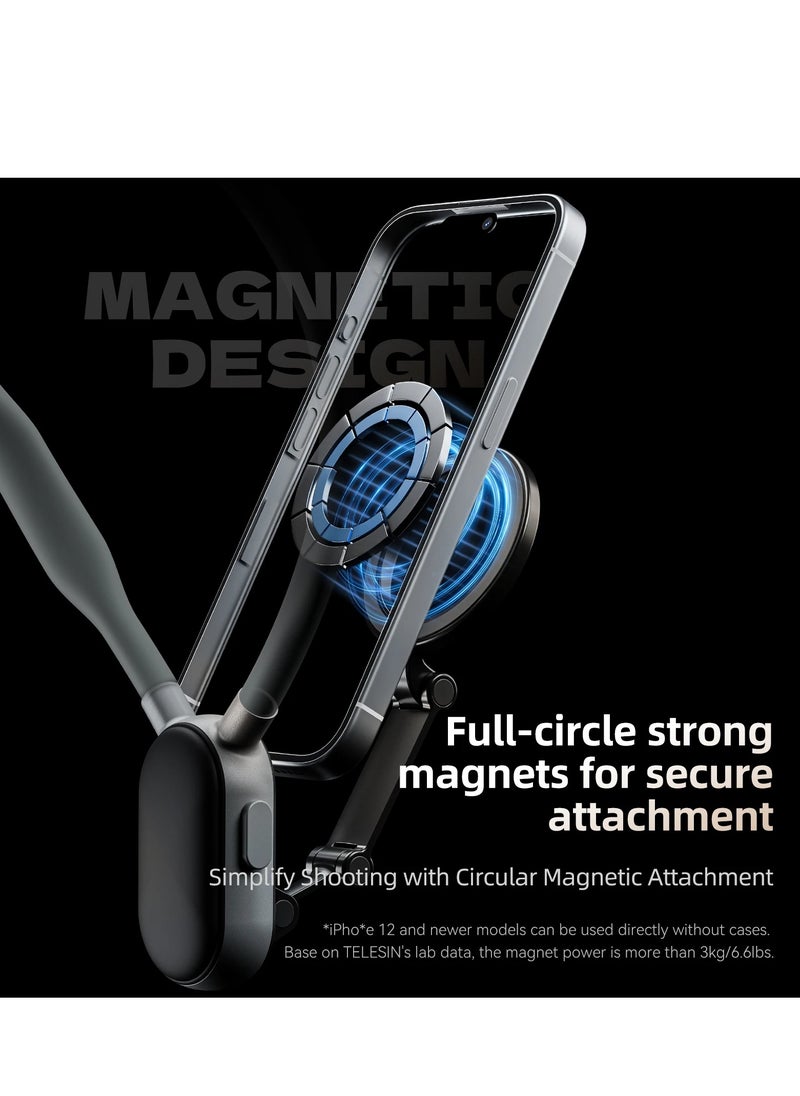 Generic - Magnetic Neck & Chest Mount for Smartphones | Hands-Free POV Vlogging Holder | MagSafe-Compatible Stand for iPhone 15/14/13/12 & Android – Ideal for Content Creators, Live Streaming & Selfies (Black) - Image 1