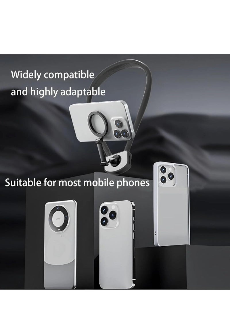 Generic - Magnetic Neck & Chest Mount for Smartphones | Hands-Free POV Vlogging Holder | MagSafe-Compatible Stand for iPhone 15/14/13/12 & Android – Ideal for Content Creators, Live Streaming & Selfies (Black) - Image 1
