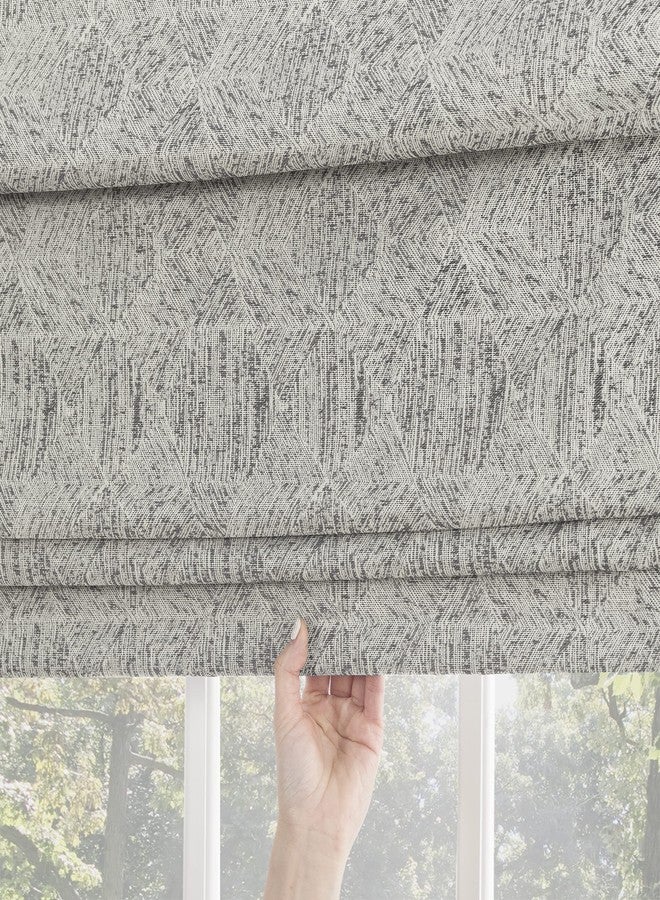 Sun Zero Tompkins Tonal Geometric Total Blackout Cordless Roman Shade, 35" x 64", Gray - Image 4