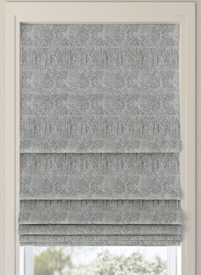 Sun Zero Tompkins Tonal Geometric Total Blackout Cordless Roman Shade, 35" x 64", Gray - Image 1