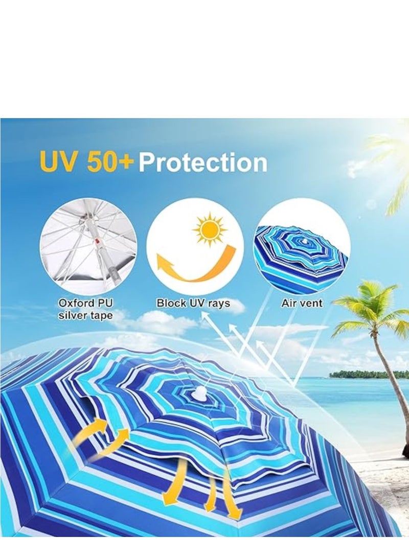 PENG GENERAL Beach Umbrellas, 6.5FT Beach Umbrella for Sand with Anchor Heavy Duty Windproof, Portable Beach Umbrella with Carrying  - Image 4