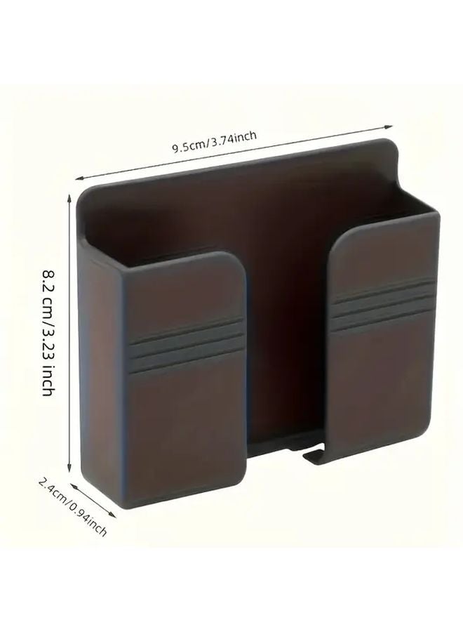 2pcs Black Wall Mount Phone Charging Stand with Storage Box and Remote Control Hook - Image 4