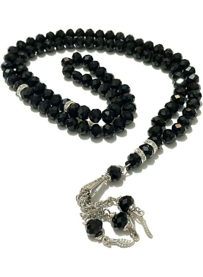Shoes Lane Tasbih Tazbeeh 99 Crystals Islamic Rosary Beads for Zikr and Dua (Black)  - Image 2