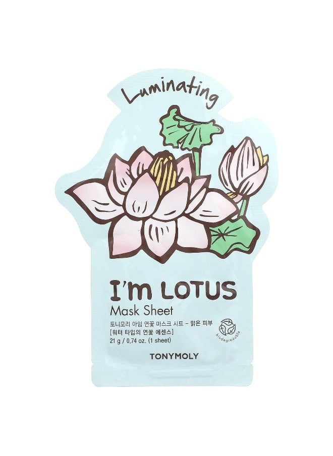 Tony Moly TonyMoly, I'm Lotus, Luminating Beauty Mask Sheet, 1 Sheet, 0.74 oz (21 g)  - Image 1