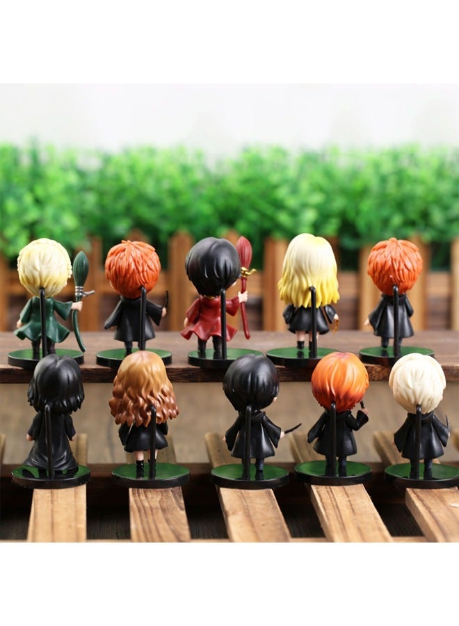 العنوان: صندوق مفاجآت أنمي هاري بوتر، شخصيات هيرميون ورون ومالفوي وسناب، نماذج تزيين أكاديمية السحر، مجموعة 10 قطع - Image 2