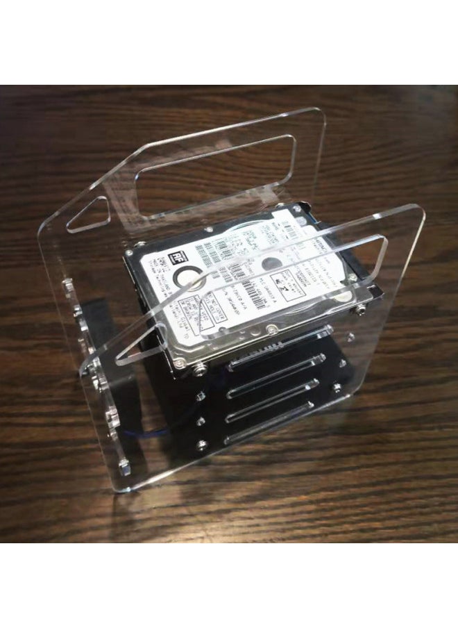 Generic Hard Disk Rack Expansion Rack SSD Solid-state Hard Disk Cage Bracket External Hard Disk Rack 2.5 Inch Transparent Acrylic Hard Disk Box-Color:Red  - Image 3