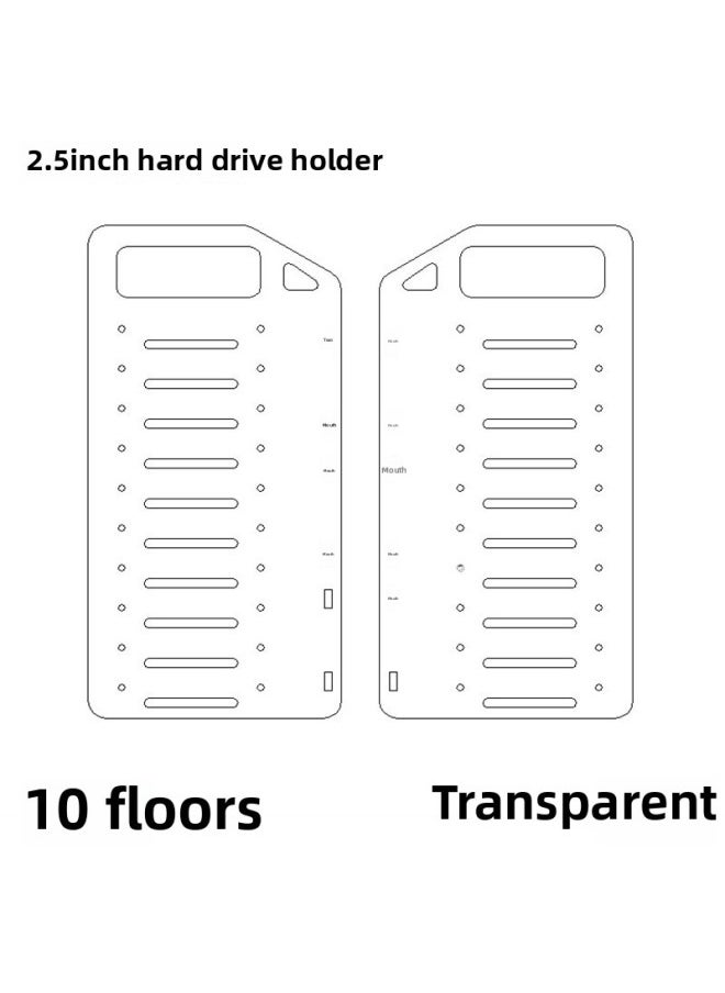 Generic Hard Disk Rack Expansion Rack SSD Solid-state Hard Disk Cage Bracket External Hard Disk Rack 2.5 Inch Transparent Acrylic Hard Disk Box-Color:Red  - Image 1