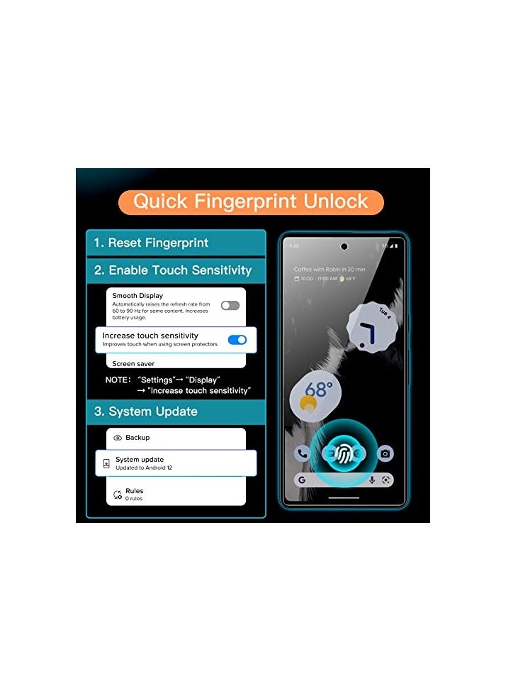 JETech Screen Protector for Google Pixel 7, Tempered Glass Film with Easy Installation Tool, Fingerprint Compatible, HD Clear, 3-Pack - Image 4