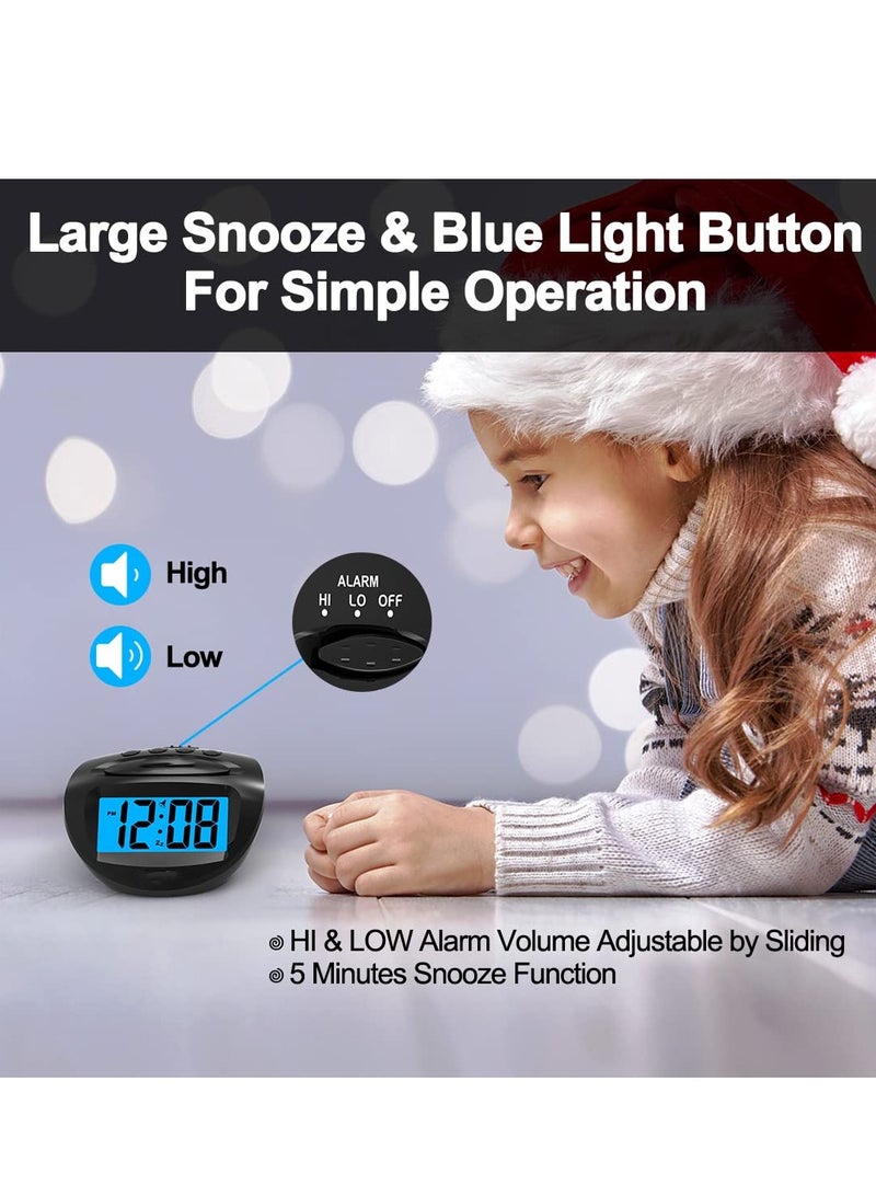 Excefore ساعة منبه رقمية LCD تعمل بالبطارية فقط صغيرة، بإضاءة خلفية زرقاء، صوت منبه متصاعد - Image 3