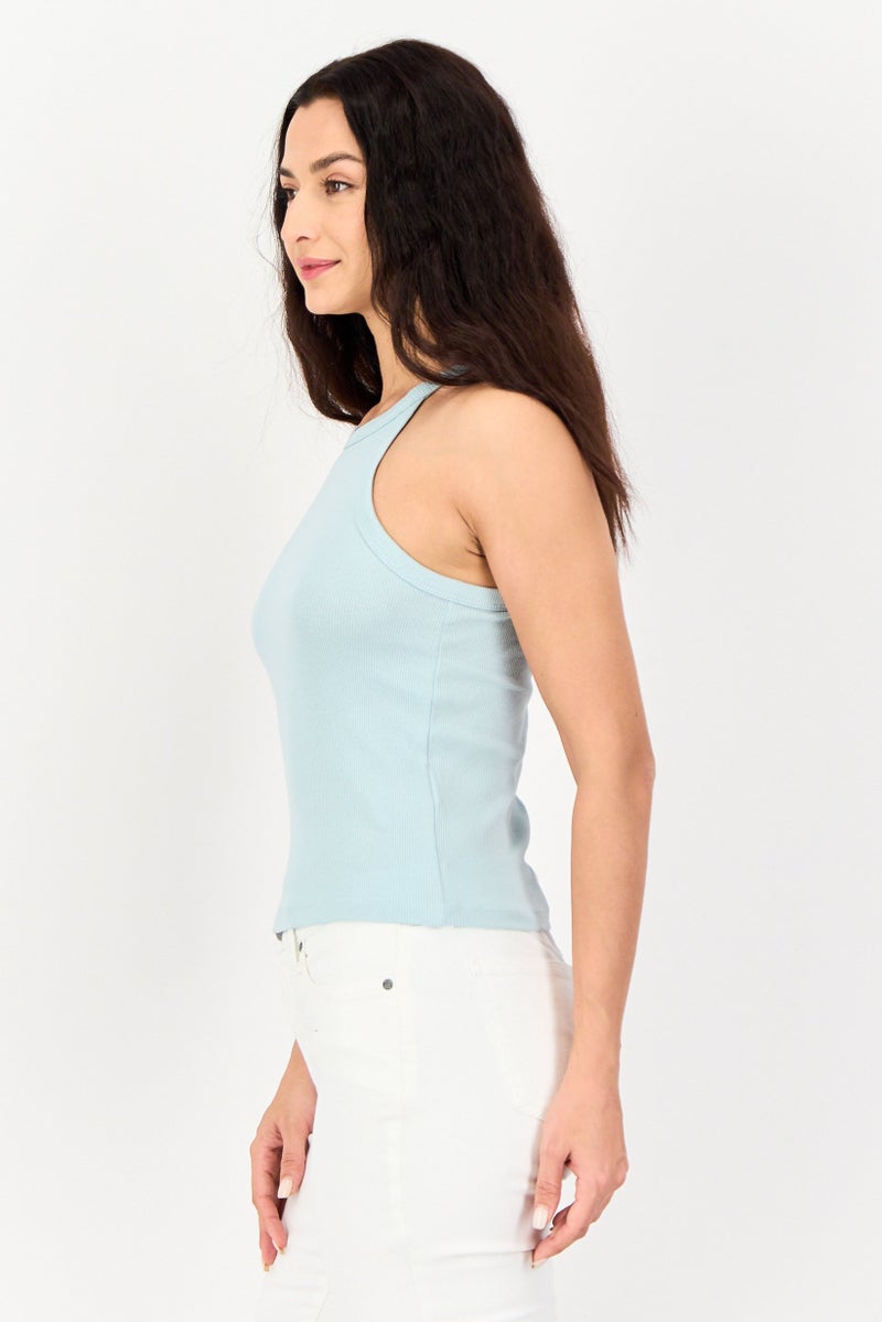 Sinsay بلوزة نسائية بياقة دائرية وأكمام مضلعة، أخضر نعناعي - Image 2