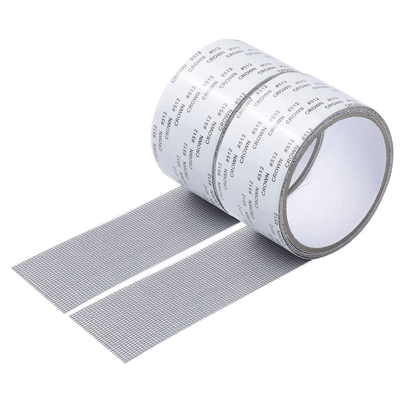 Premium Window Screen Repair Kit Tape 2-Pack - Heavy-Duty Door Screen Fiberglass Repair Patch - Durable Strong Adhesive Window Mesh Tape with Breathable Grid Matrix for Mosquitoes & Tears (Adjustable 2x80 Inches Gray Profile) - Manual Household Hardware Care & Window Asset Management Template