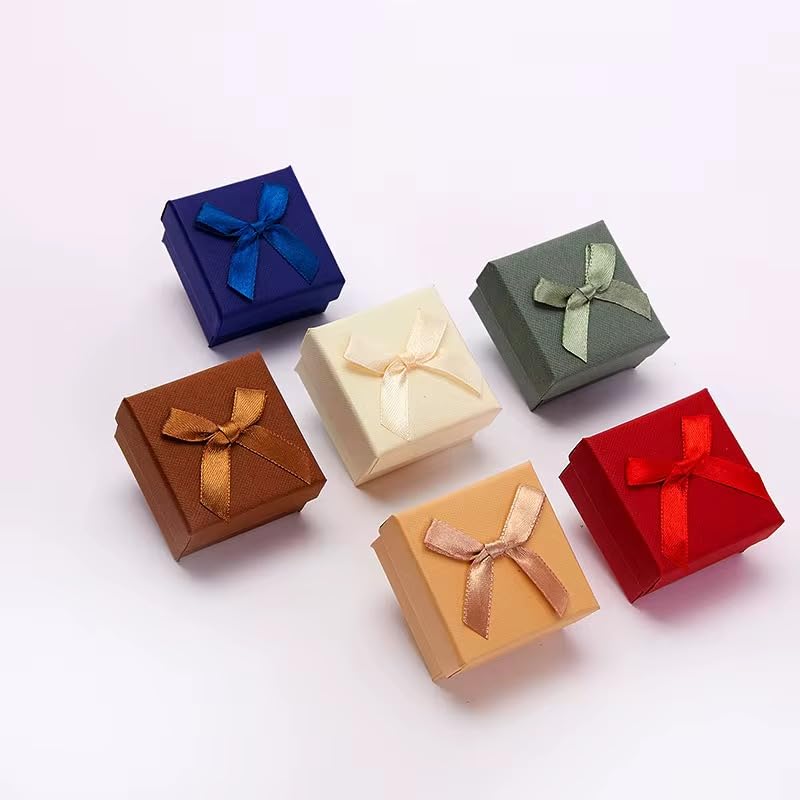 WARMINGO DE 4 Pc Paper Gift Boxes Set | Multicolor Jewellery Gift Box for Rings Earrings Pendants | Valentine & Return Gift Packaging (RING BOX) - Image 1