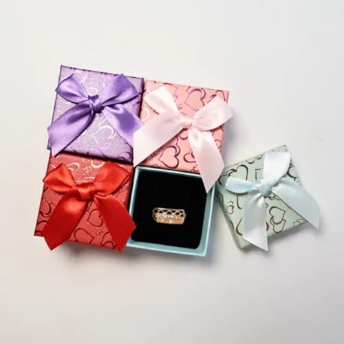 WARMINGO DE 4 Pc Paper Gift Boxes Set | Multicolor Jewellery Gift Box for Rings Earrings Pendants | Valentine & Return Gift Packaging (RING BOX) - Image 3
