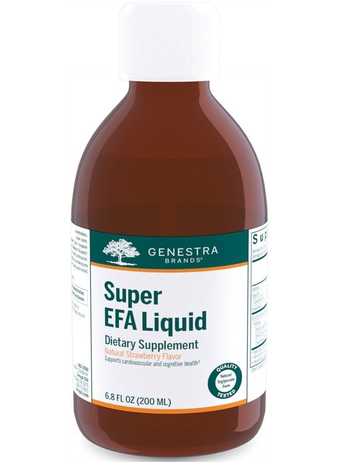 Genestra Brands Super EFA Liquid | EFA Supplement to Support Cardiovascular, Brain, Eyes, and Nerves | 6.8 fl. oz. | Natural Strawberry Flavor - Image 1
