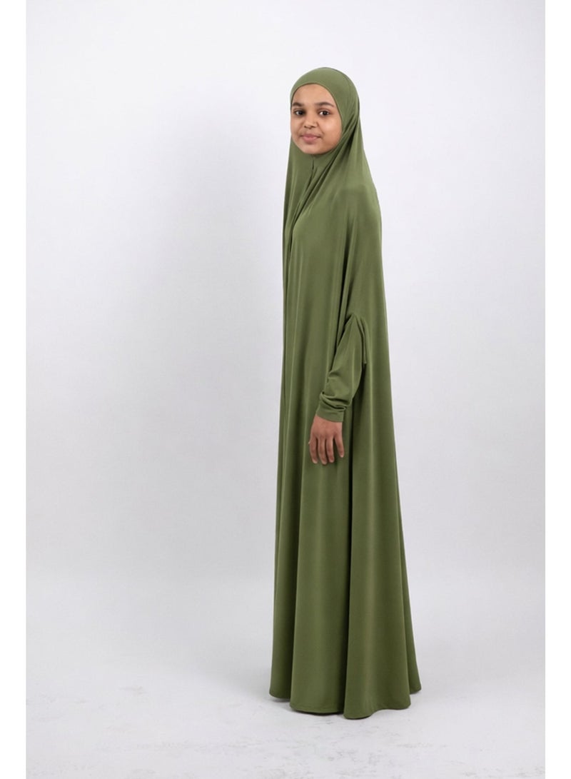 جميلة ثوب صلاة "مريم للفتيات – زيتوني دافئ - Image 1