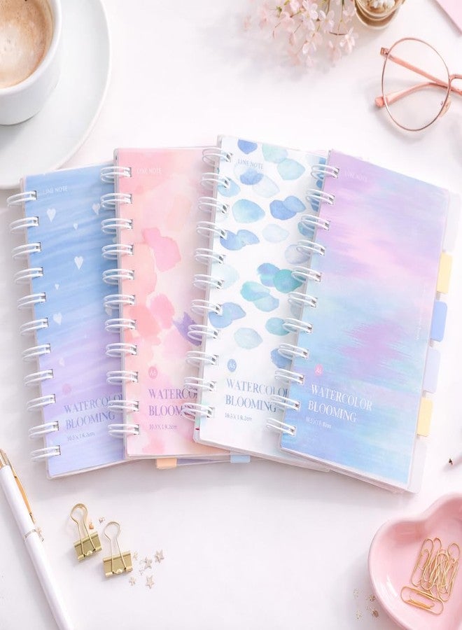 Watercolor Blooming Spiral Notebook Diary | A6 Size (10.3 x 14.2 cm) | 240 Pages | Coil Bound Aesthetic Journal for Notes, Planning, Office & Study (Spiral 3) - Image 4