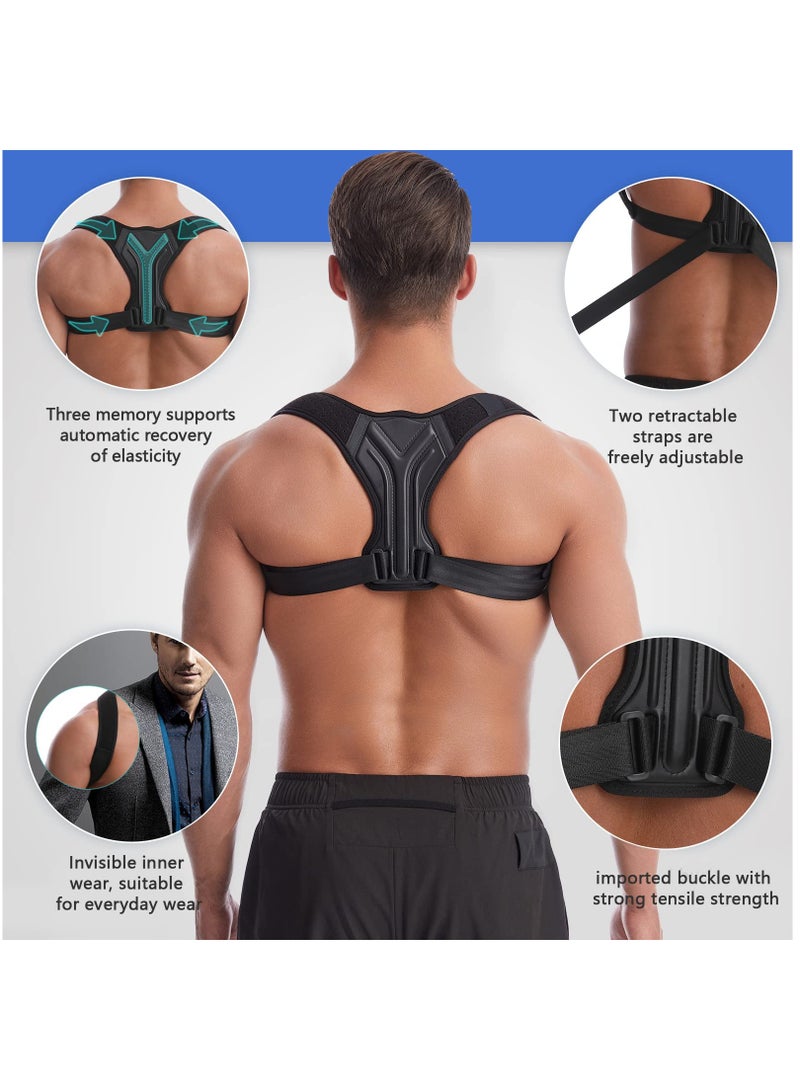 SOLARAE Back Correction Strap, Adjustable Posture Corrector Spine Straightener for Relief of Neck Shoulder Pain Develop Good Seated Standing for Men Women Elderly Teens (1PCS Black,L) - Image 2