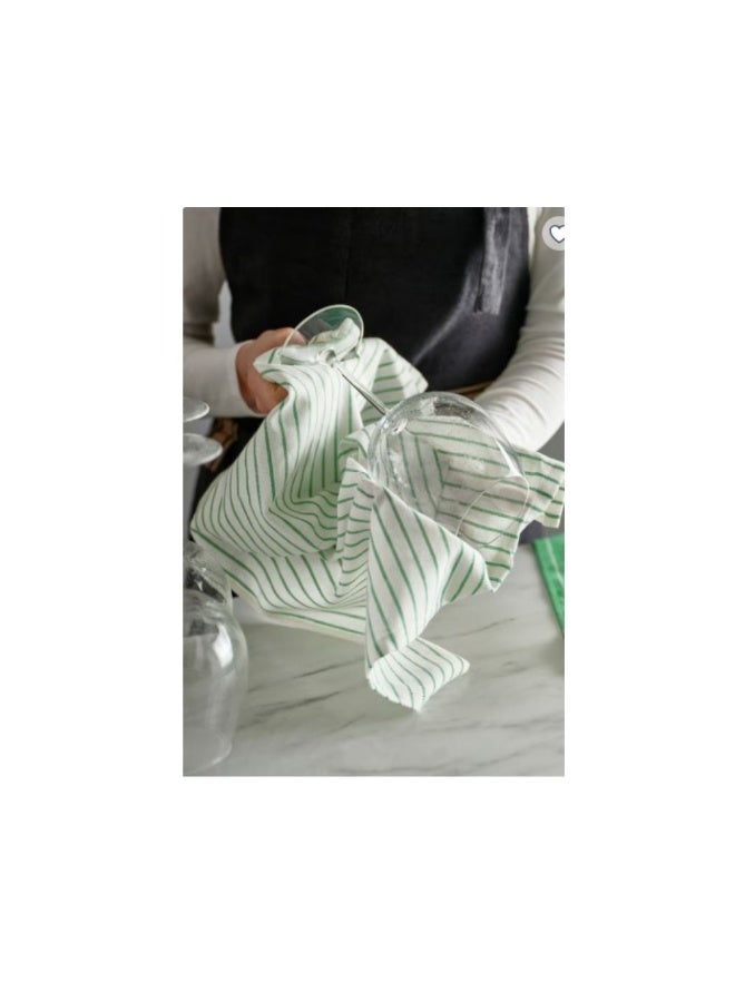 RINNIG Tea Towel Green/Blue Striped 45×60 cm (4-pack) - Image 2