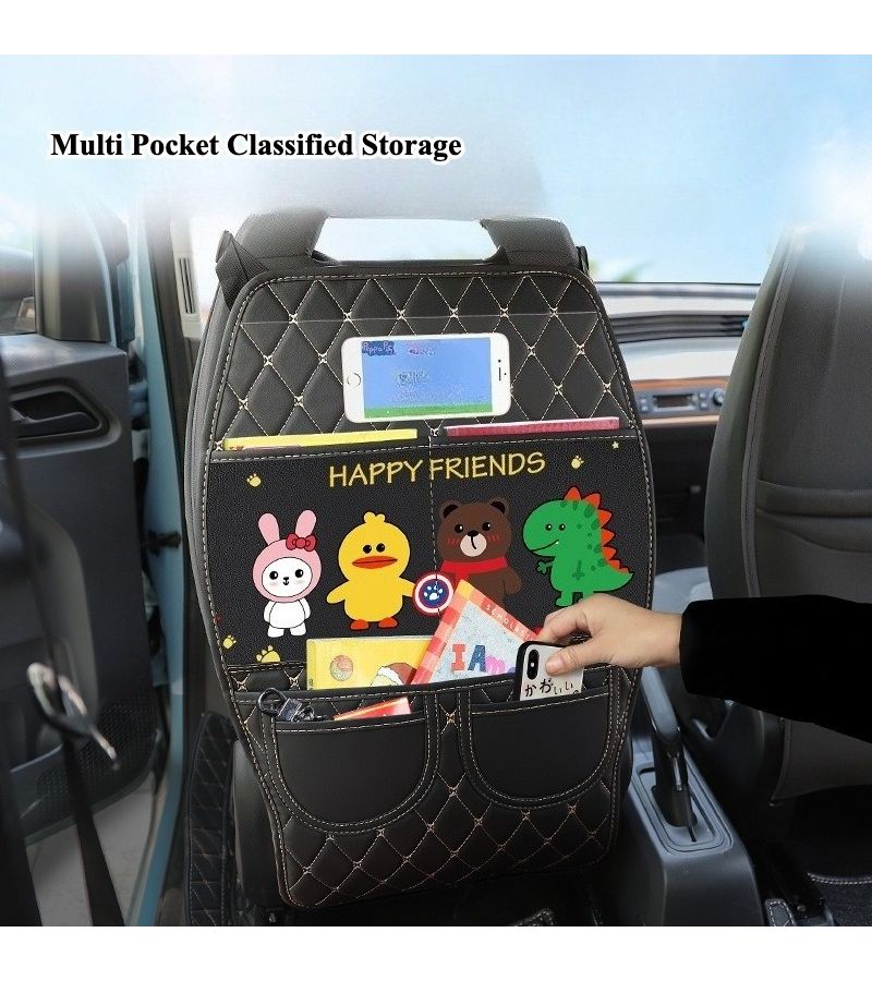Good Friend Car Seat Back Kick Mat Storage Bag Dinosaur Bunny Duck Cartoon Protector - Image 4